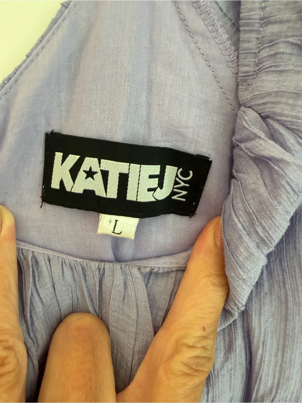 Katie J NYC Lilac Ruffled Shoulder Mini Dress